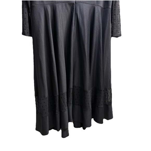 Jameela Jamil Womens Black Midi Evening Dress Sheer Dot Sleeve Quiet Luxury 18 - Picture 6 of 10